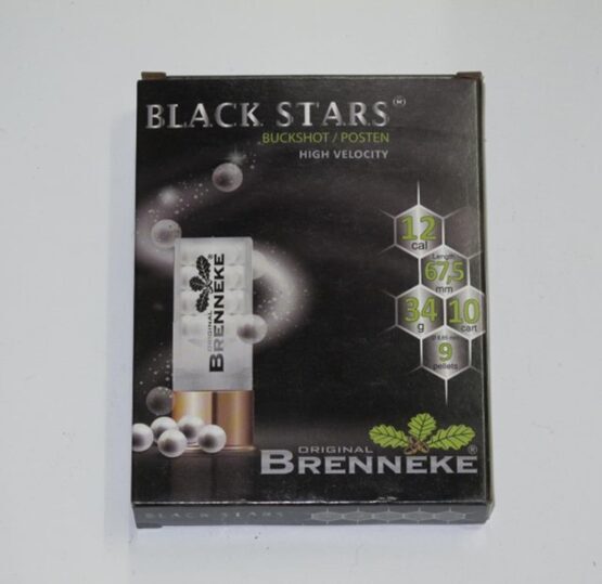 Schrotpatrone Buckshot HV, Brenneke Black Stars, Kal.12/67.5, 9p, 8,65mm, 34g