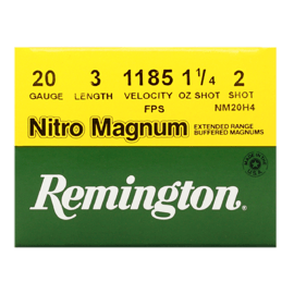 Schrotpatronen, Remington, Kal. 20/76, NitroMag No.2, 3.8mm. 36g