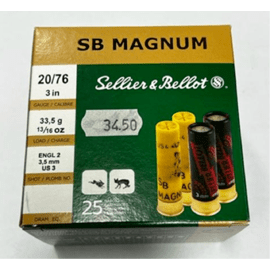 Schrotpatronen, Sellier & Bellot, Kal. 20/76 SB Magnum 33,5g / 3,5mm