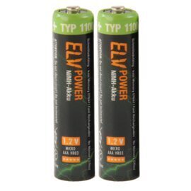 Aufladbare Batterien, ELV Power NiMH-Akku Micro Typ 1100, 1050 mAh, 2er-Pack