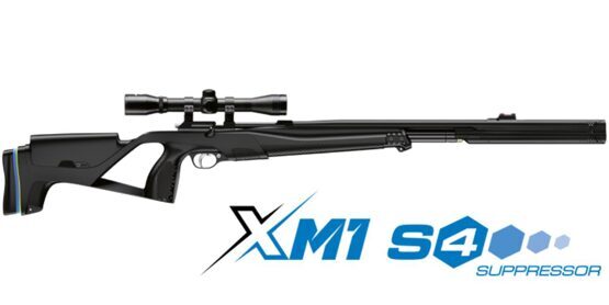 Pressluftgewehr, Stoeger, XM1 PCP Supressor S4 Combo, 35 Joule, 4.5mm, Black Synthetic with 4x32
