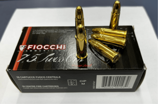 Revolverpatronen, (50) Fiocchi, 7,5 mm, CH-Ord.Rev 107 gr  FM 370m/s