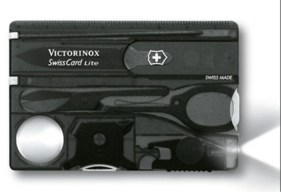SwissCard Lite, Victorinox, schwarz transparent in Blister