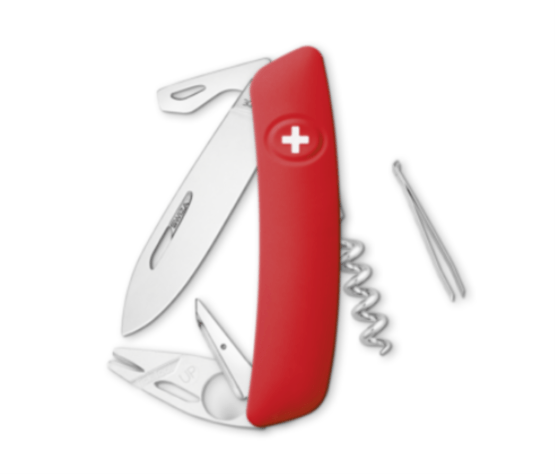 SWIZA TT03, rot, Schweizer Messer, 95 mm, Klinge / Ahle / Zeckenwerkzeug + Lupe