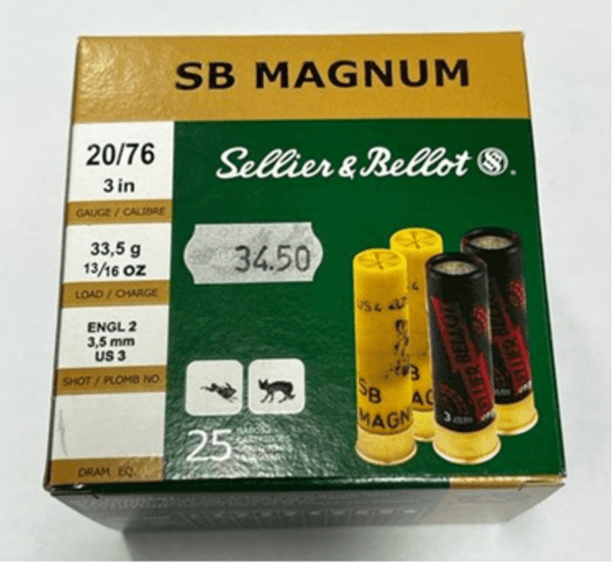 Schrotpatronen, Sellier & Bellot, Kal. 20/76 SB Magnum 33,5g / 3,5mm