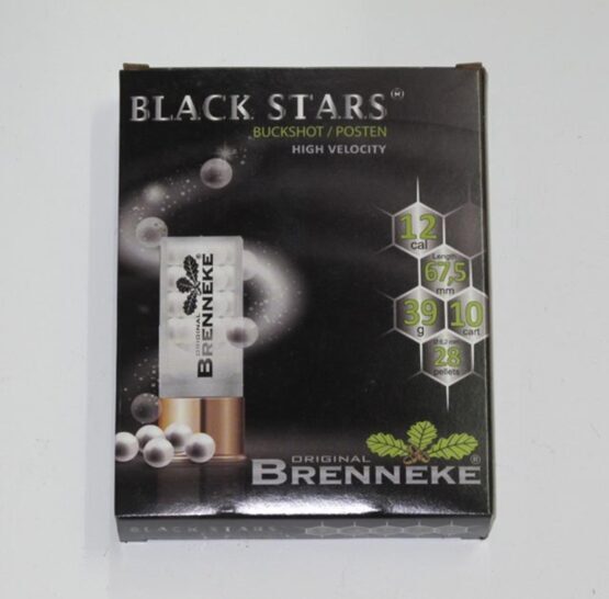 Schrotpatrone, Buckshot HV, Brenneke Black Stars,Kal.12/67.5, 28p, 6,20mm