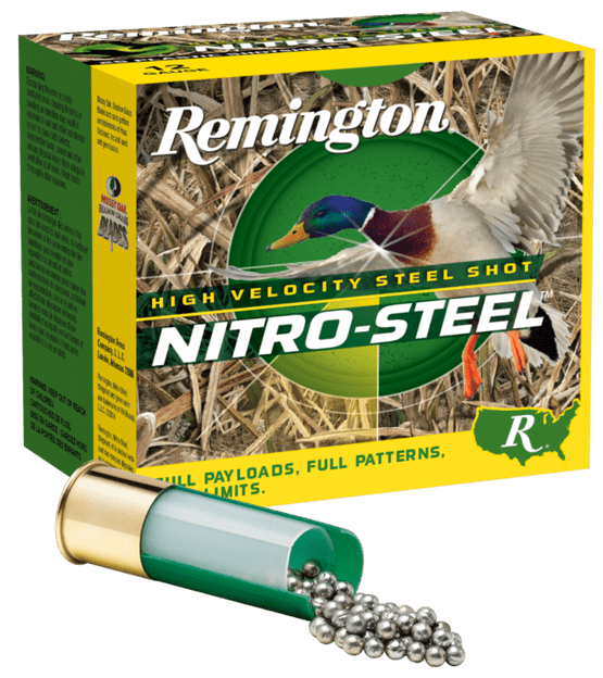 Schrotpatrone, Remington, 12/70, NitroSteel HV No.BB, 4.5mm, 35.4g, Stahlschrot verzinkt